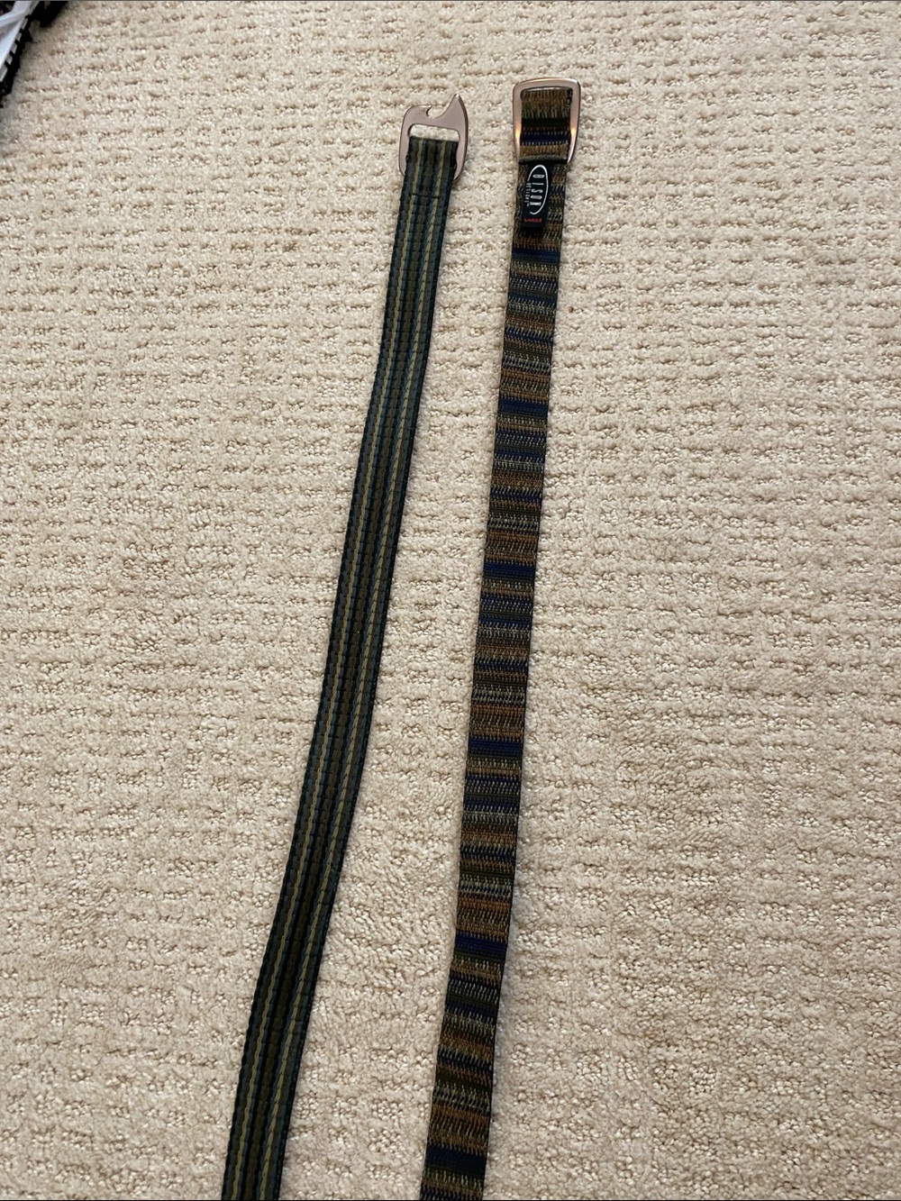 Men’s Bison Canvas Webbing Belt in Olive and Brown
